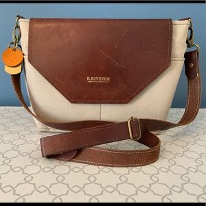 R. Riveter Hobby bag | tan canvas + brown leather